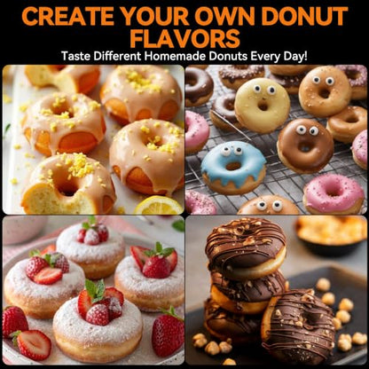 Baker's Friend Mini Donut Maker Machine, Bake 12 Mini Doughnuts, Maquina Para Hacer Donas, Perfect for Breakfast, Snacks, Desserts & More, Graphite