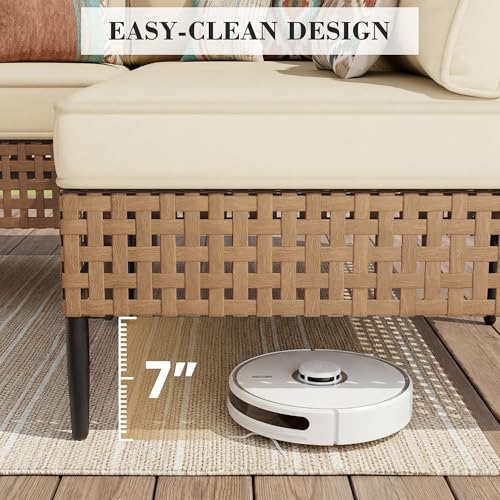 UDPATIO Patio Furniture Set, 7 Piece Modular Outdoor Furniture Set, Beige