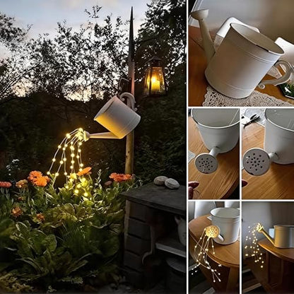 soltuus Solar Fairy String Lights Outside, Multi Strand 180 LEDs Watering Can Light for Outdoor, Waterproof Solar Powered Waterfall Lights, Firefly Bunch Lights for Garden Decor, Warm White