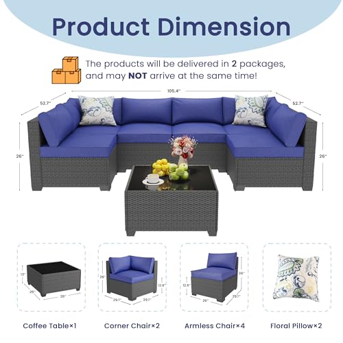 8 Piece outdoor patio sectional furniture set, Modern Modular outdoor sofa