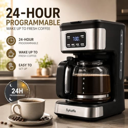 Sykaffe 12 Cup Programmable Coffee Maker,Drip Coffee Maker with 60oz Tank