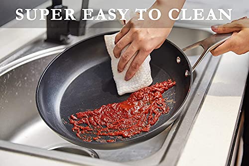 MsMk Small Frying pan, 8-inch Nonstick Durable Egg Omelet Skillet with Stay-Cool Handle, Limestone Non Stick Coating From GRE, 4mm Stainless Steel Base Induction, Oven Safe, Dishwasher Safe