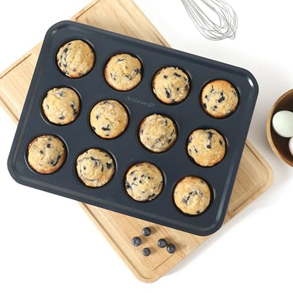 Calphalon Legacy 10-Pieces Nonstick Bakeware Set PFOA-Free, Baking Sheet Set, Baking Pans Set, Carbon Steel Bakeware Pans Collection, High-Heat Oven Safe, for Cookies, Cakes, and Muffins -Navy Blue