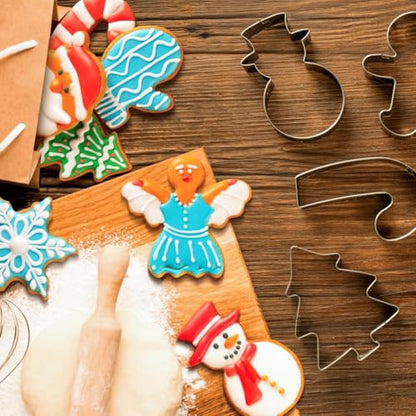 Christmas Cookie Cutters Set of 9 Pieces, Wmtidene Cookie Cutters Shapes for Winter Holiday, Metal includes Christmas Tree,Snowflake,Gingerbread Men,Angel,Star,Mitten,Candy Cane,Snowman