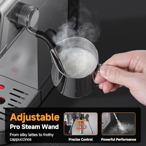 AMZCHEF Espresso Machine 20 Bar, Easy-to-Use Compact Coffee Maker with LED Touchscreen, Self-Cleaning & Milk Frother, Perfect Coffee Starter for Beginners, Lattes and Cappuccinos Machine