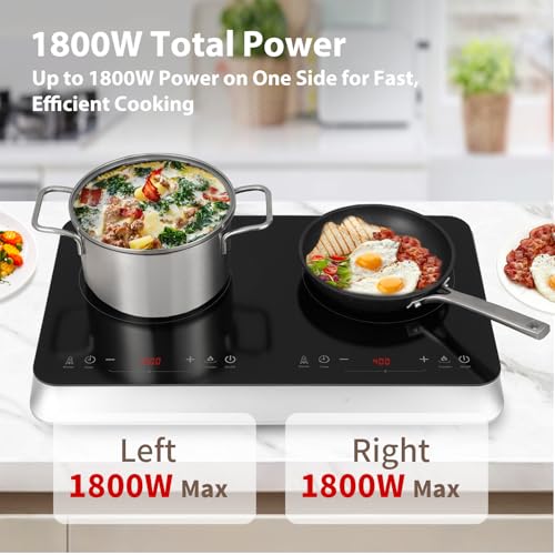 COOKTRON Portable Induction Cooktop 2 Burner, 1800W with Booster