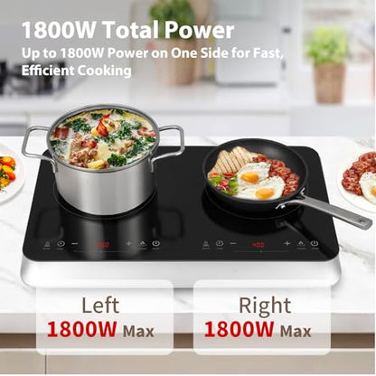 COOKTRON Portable Induction Cooktop 2 Burner, 1800W with Booster