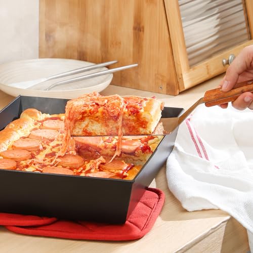 Blue Steel Detroit Pizza Pan 14x10 (Non-Stick&BPA Free) Heat-Resistant Up to 800°F, Pre-Seasoned Carbon Steel Detroit Pizza Pan, Deep Dish Pizza Authentic Steel Pan Five Years Free Replacement