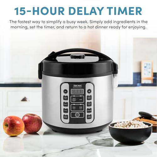 Aroma Housewares AROMA® Professional 20-Cup (Cooked) / 5Qt. Digital Rice Cooker, Steamer, and Slow Cooker Pot with 10 Smart Cooking Modes, Including Sauté-then-Simmer®