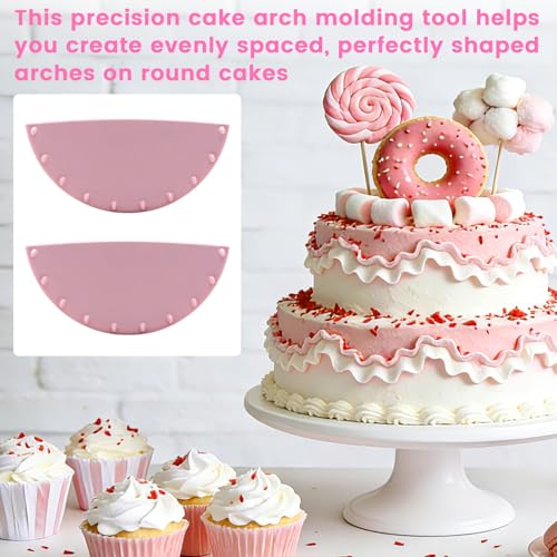2 PCS Cake Arch Guide Tools, Pink Cake Arch Tools, Cake Decorating Tools, Cake Ruffle Markers, Suitable for Beginners and Bakers.