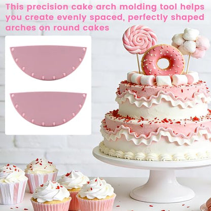 2 PCS Cake Arch Guide Tools, Pink Cake Arch Tools, Cake Decorating Tools, Cake Ruffle Markers, Suitable for Beginners and Bakers.