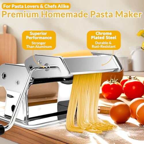 Pasta Maker - 7 Thickness Settings Pasta Roller & 2 Size Cutters