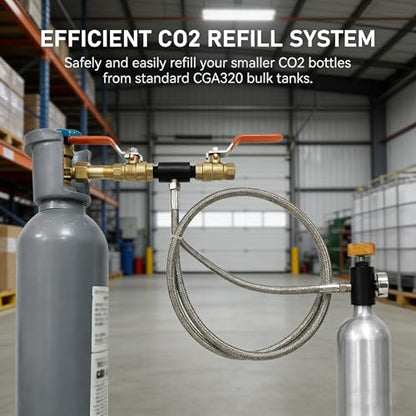 Soda Machine CO2 Cylinder Refill Adapter Hose Soda Maker Co2 Canister Refill Station for Filling Soda blue Co2 Bottle