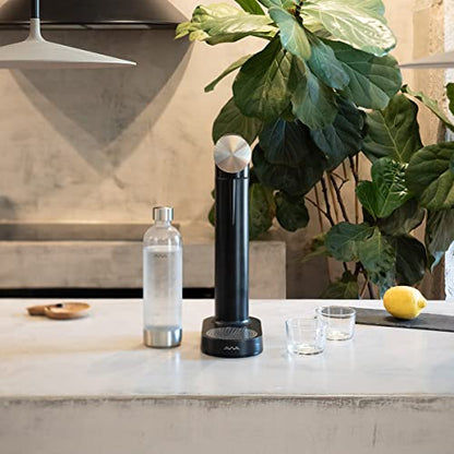 AWA WATER CARBONATOR Machine- Sparkling Water Maker & Soda Maker Machine Metal accents – With BPA Free 1L Bottle,Cordless And Stylish European Design,Compatible With Any Screw-In 60L C02 Cartridges