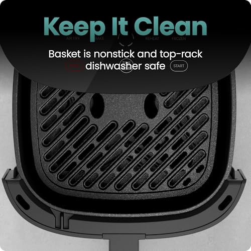 Chefman TurboX 4-in-1 Air Fryer, 5-Quart Airfryer for Extra Crispy Chicken, Fries, Wings, and More, Air Fry, Bake, Reheat, and Frozen Functions, Digital Touch Controls, Dishwasher Safe - Gray