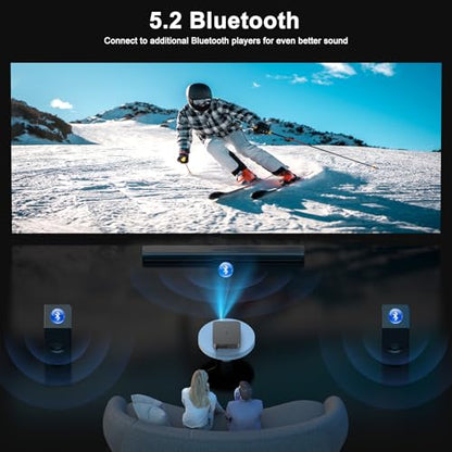 HAPPRUN 2500 ANSI Lumens Outdoor Projector with Built-in Streaming Apps, 4K Decoding Resolution, Dolby Audio, WiFi 6 and Bluetooth 5.2 for Indoor and Outdoor Home Theater