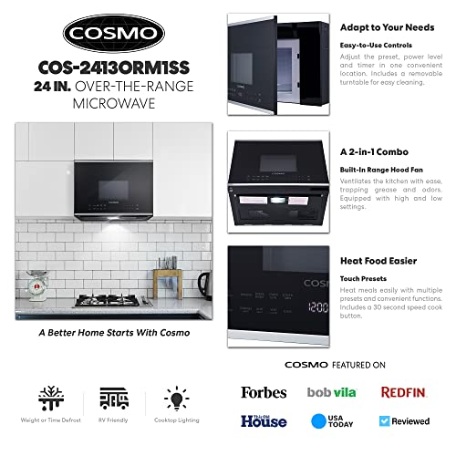 24 in. Stellar Coll 1.3 cu ft Over the Range Microwave, Vent Fan, Stainless