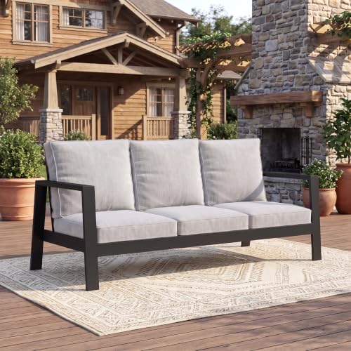 Wisteria Lane Aluminum Outdoor Couch, Patio Sofa with 5" Thick Cushions