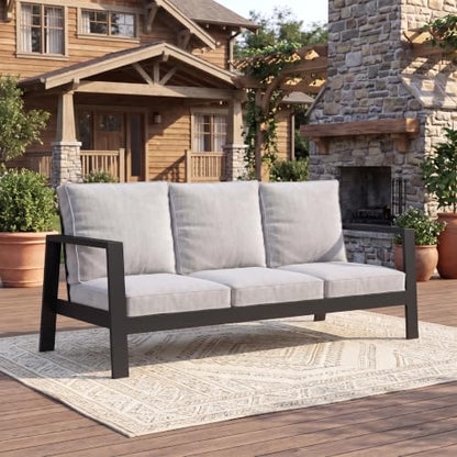 Wisteria Lane Aluminum Outdoor Couch, Patio Sofa with 5" Thick Cushions