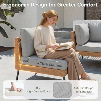 Aoxun 5 Piece Outdoor Sectional Sofas, Grey
