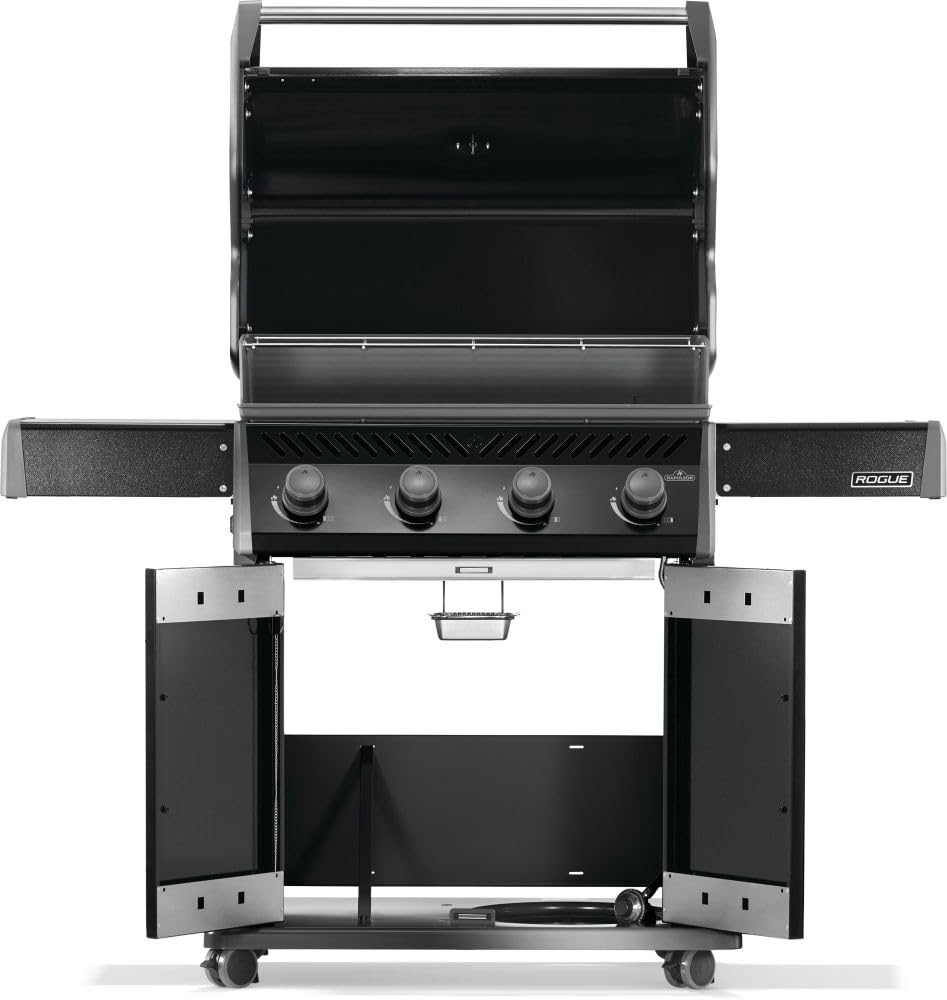 Napoleon Rogue 525 Natural Gas Grill, Black, Stainless Steel Grids, Durable 4-Burner BBQ