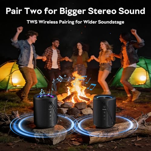 DUDGSIS Portable Bluetooth Speaker, IPX7 Waterproof Wireless Speaker with 20W Loud Stereo Sound, 15H Playtime & Beat-Synced RGB Light, Small Outdoor Speaker for Shower, Pool, Beach, Hiking and Gifts