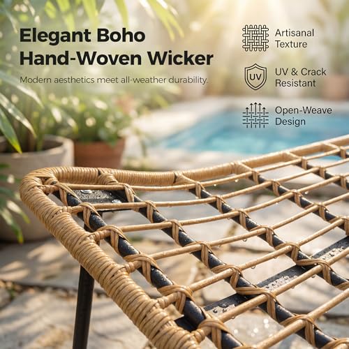 RADIATA Outdoor Patio Loveseat, Boho Lounge Couch with Comfy Thick Cushion