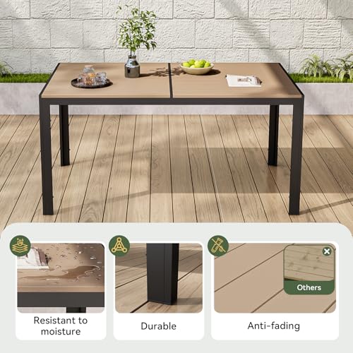 Aoxun 7-Piece Patio Table and Chairs Set for 6, All Weather Outdoor Dining Set with 6 Textilene Chairs and 1 Rectangular Metal Table, Patio Dining Sets for Backyard, Garden and Poolside, Brown