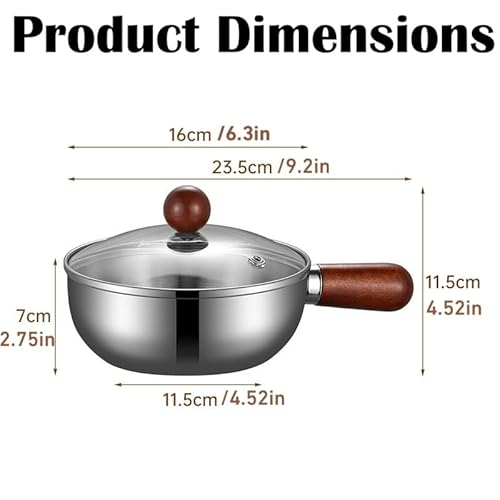 Small Saucepan with Lid, 1 qt Tri-Ply Stainless Steel Pot with Stay-Cool Handle & All Cooktop Compatibility (Gas, Ceramic, Electric) - Mini Sauce Pan Silver