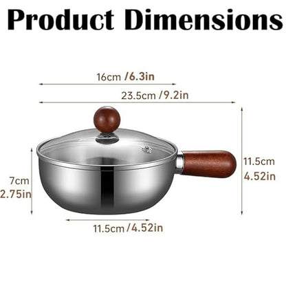 Small Saucepan with Lid, 1 qt Tri-Ply Stainless Steel Pot with Stay-Cool Handle & All Cooktop Compatibility (Gas, Ceramic, Electric) - Mini Sauce Pan Silver