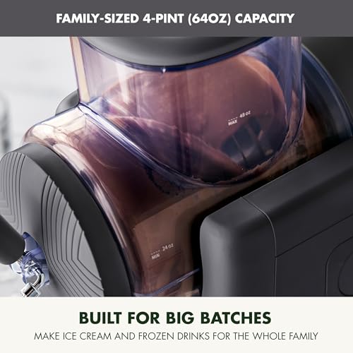 GreenPan Frost Ice Cream Maker & Slushie Machine, Soft Serve, Sorbet, Margaritas, Milkshakes, Frozen Yogurt, No Pre-Freezing, Ready in 15 Mins, 6 Modes, 7 Textures, Self-Cleaning, Family Size, Gray