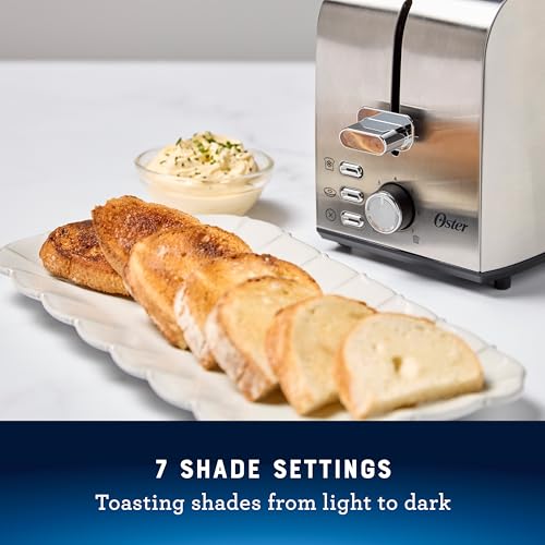 Oster 2-Slice Toaster with Extra Wide Slots, Bagel Toaster, Stainless Steel