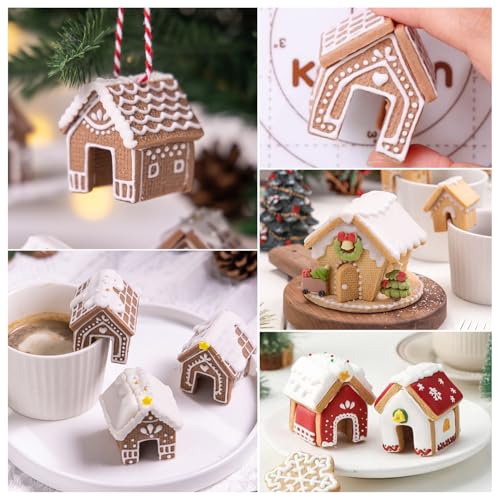 KALAIEN 3Pcs Stainless Steel Christmas Mini House Mold Gingerbread Cookie Cutter Set Cupcake Chocolate House (Small)