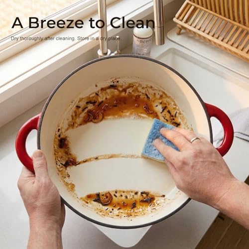 Parmedu 5.5QT Enameled Cast Iron Dutch Oven for Sourdough Bread Baking, Easy Cleaning, Versatile for Stewing, Roasting, Braised Chicken, Soup & More