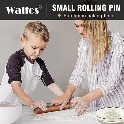 Walfos French Rolling Pin Set - Natural Wooden Rolling Pins (8inch, 15.7inch), Baking Dough Roller for Pizza, Pie, Pasta, Bread, Pastry, No Coating