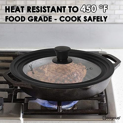 GDDGCUO 13-14-15 in Universal Pan Lid, Extra Large Silicone Pot Lid for Pots, Pans & Skillets, Replacement Frying Pan Lid with Heat Resistant Silicone Knob, Dishwasher Safe, Black