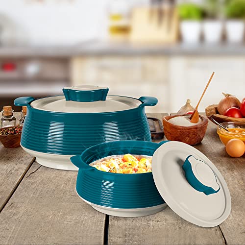 Milton Casserole for hot food, Double walled insulated inner Stainless Steel hot pot with lid, Serving box for food and roti, insulated serving bowl with lid, Set of 3 Set of 3 (Size 62, 45, 28 oz) Venice, Marble Green