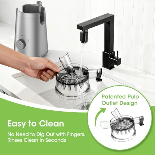 SMALLHOO Juicer Machines, 5.3" Wide Feed Chute Cold Press Juicer for Whole Vegetables & Fruits, High Juice Yield, BPA Free (Slivery)