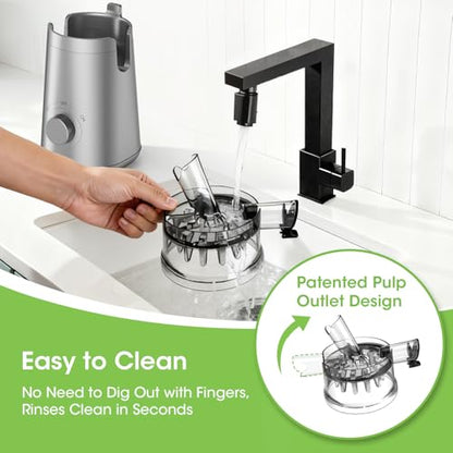 SMALLHOO Juicer Machines, 5.3" Wide Feed Chute Cold Press Juicer for Whole Vegetables & Fruits, High Juice Yield, BPA Free (Slivery)