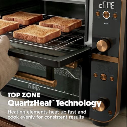Ninja Double Oven Pro Smart XL Countertop Oven & Air Fryer | 30.2 Qt Capacity |12-in-1 Versatility with Smart Finish & DualZone Tech to Cook 2 Meals at Once | Fit up to 4.5lb Chicken | Onyx | DCT801BK