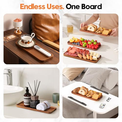 HOMKULA Small Solid Acacia Wood Serving Trays and Platters - Wooden Mini Charcuterie Boards, Rectangle Cheese Board for Food, Bathroom, Home Decor, Kitchen Counter,S,(10" x 5.5", 1 Pack)