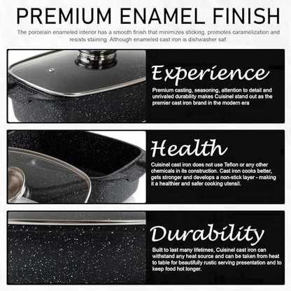Moss & Stone 6 Quart Oval Roaster Pot with Lid, 12"x8.3" Die Cast Aluminum Chicken Roaster, Induction, Gas & Ceramic Cooktop Compatible, Hard Anodized Nonstick Roasting Pan With Lid, Oven Safe