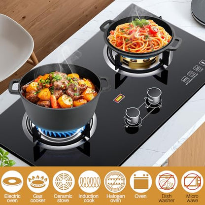 TLGREEN Cast Iron Dutch Oven Pot with Lid, Pot (6.7QT) and Lid as a Skillet(2.5QT) - Dutch Oven Cast Iron with Silicone Holders, Iron Stand, for Oven, Stove, Grill，Campfire
