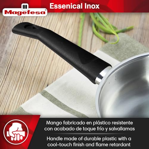 Magefesa Essencial Inox 7-Inch Stainless Steel Frying Pan, Silver, No Coating or Nonstick, Eco-Friendly, Compatible with All Stovetops Including Induction