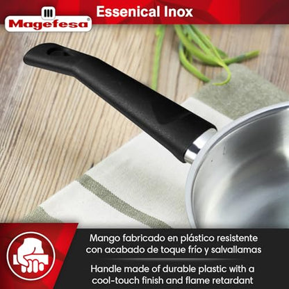 Magefesa Essencial Inox 7-Inch Stainless Steel Frying Pan, Silver, No Coating or Nonstick, Eco-Friendly, Compatible with All Stovetops Including Induction