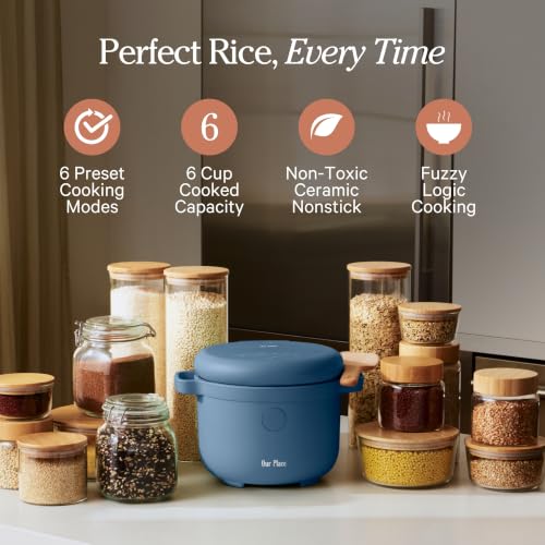 Our Place Rice Cooker, Compact 6-Cup Ceramic Nonstick Rice & Grain Cooker