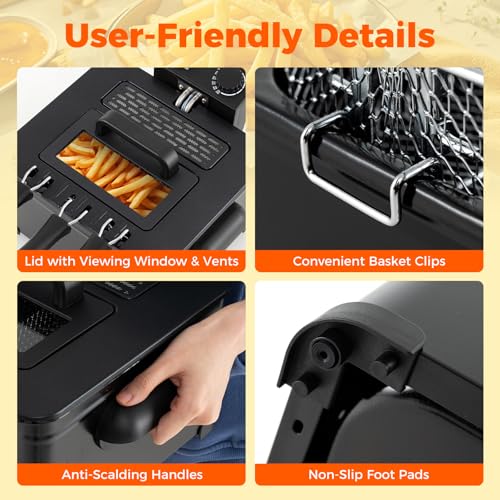 DORTALA 5L Electric Deep Fryer with 3 Detachable Frying Baskets