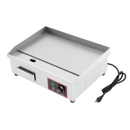 22" Commercial Electric Griddle, 1600W 110V Countertop Flat Top Grill, Stainless Steel Non-stick Teppanyaki Grill, 122-572°F Adjustable Temp Control for Restaurant Kitchens Hotel
