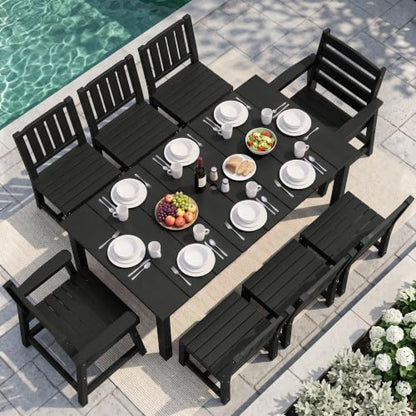 AreShark Patio Dining Set 9 Pcs, Outdoor Table with 8 Chairs, Black