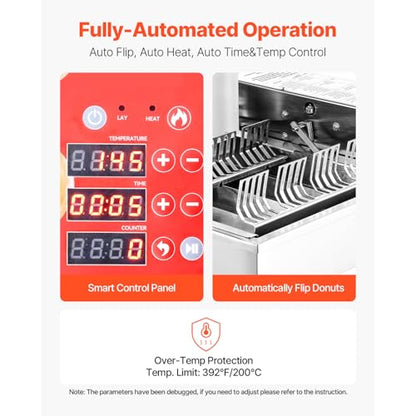 Happybuy Commercial Automatic Donuts Machine: 4-Row, High-Powered Doughnut Maker! Produces 240 PCS/HOUR. Equipped with Intelligent Control and Made of Stainless Steel